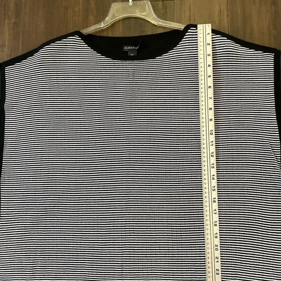 Eileen Fisher Bateau Neck Black & White Striped Box Top Size L/XL - Picture 7 of 9